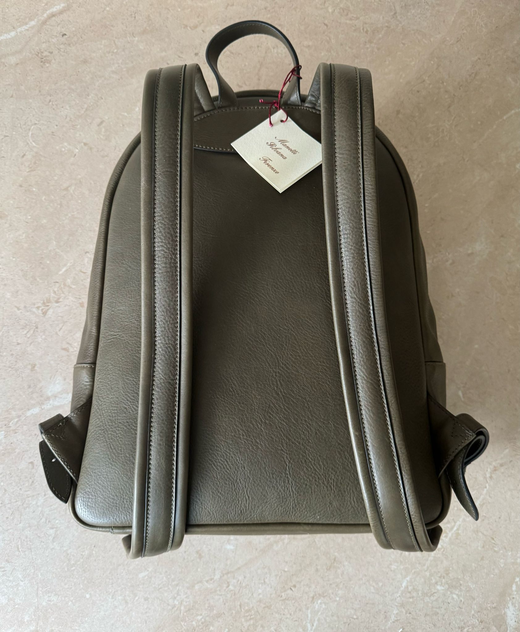 SS - The Francis Leather Backpack v2 in Olive - Final Sample