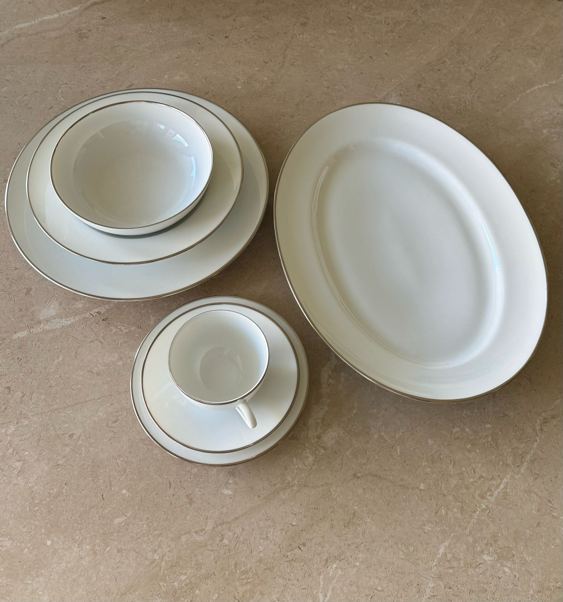 SS - The Limoges Porcelain Plate Set - Gold Rim
