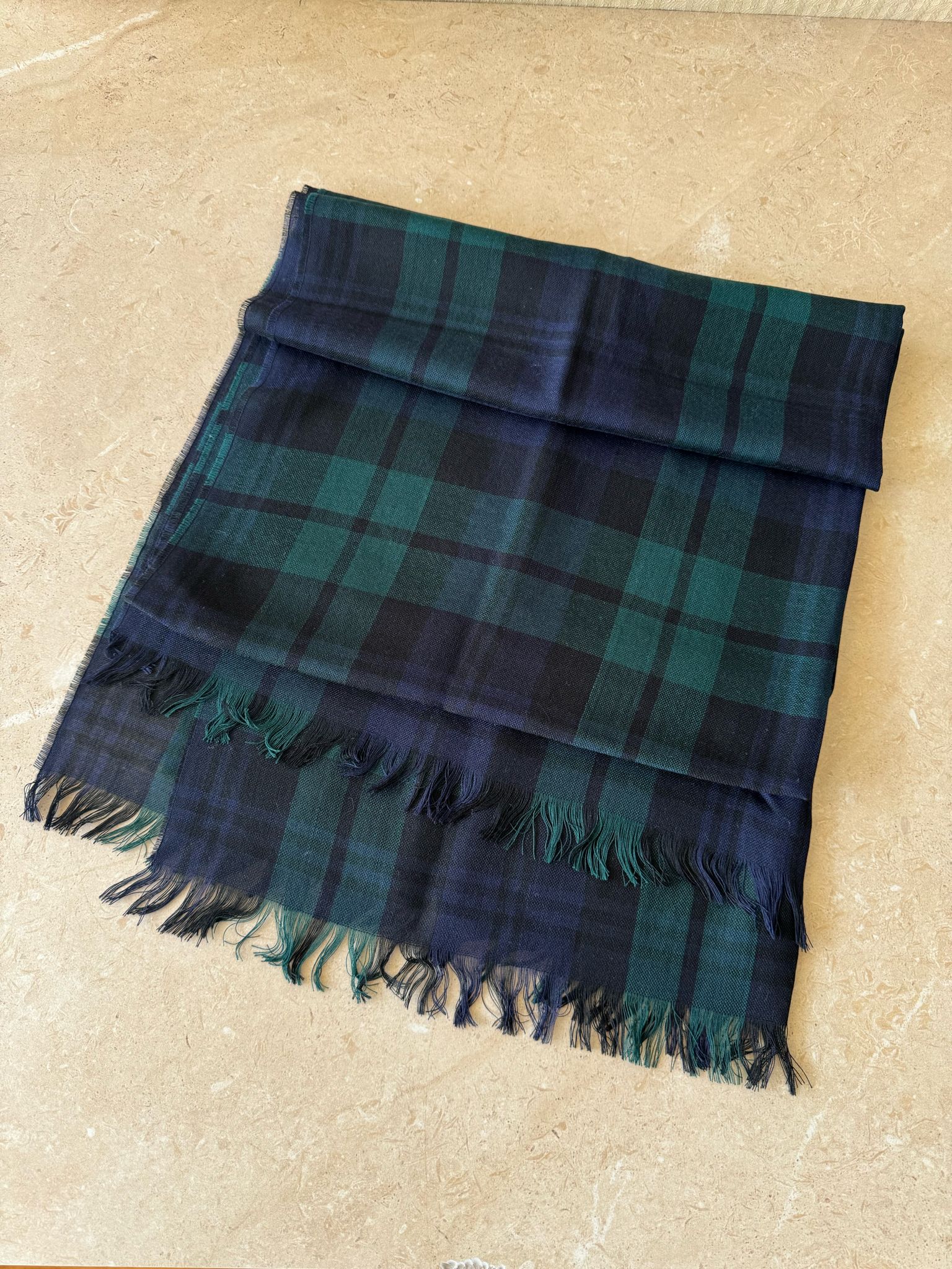SS - Extra-fine Merino Lightweight Scarf in Blackwatch