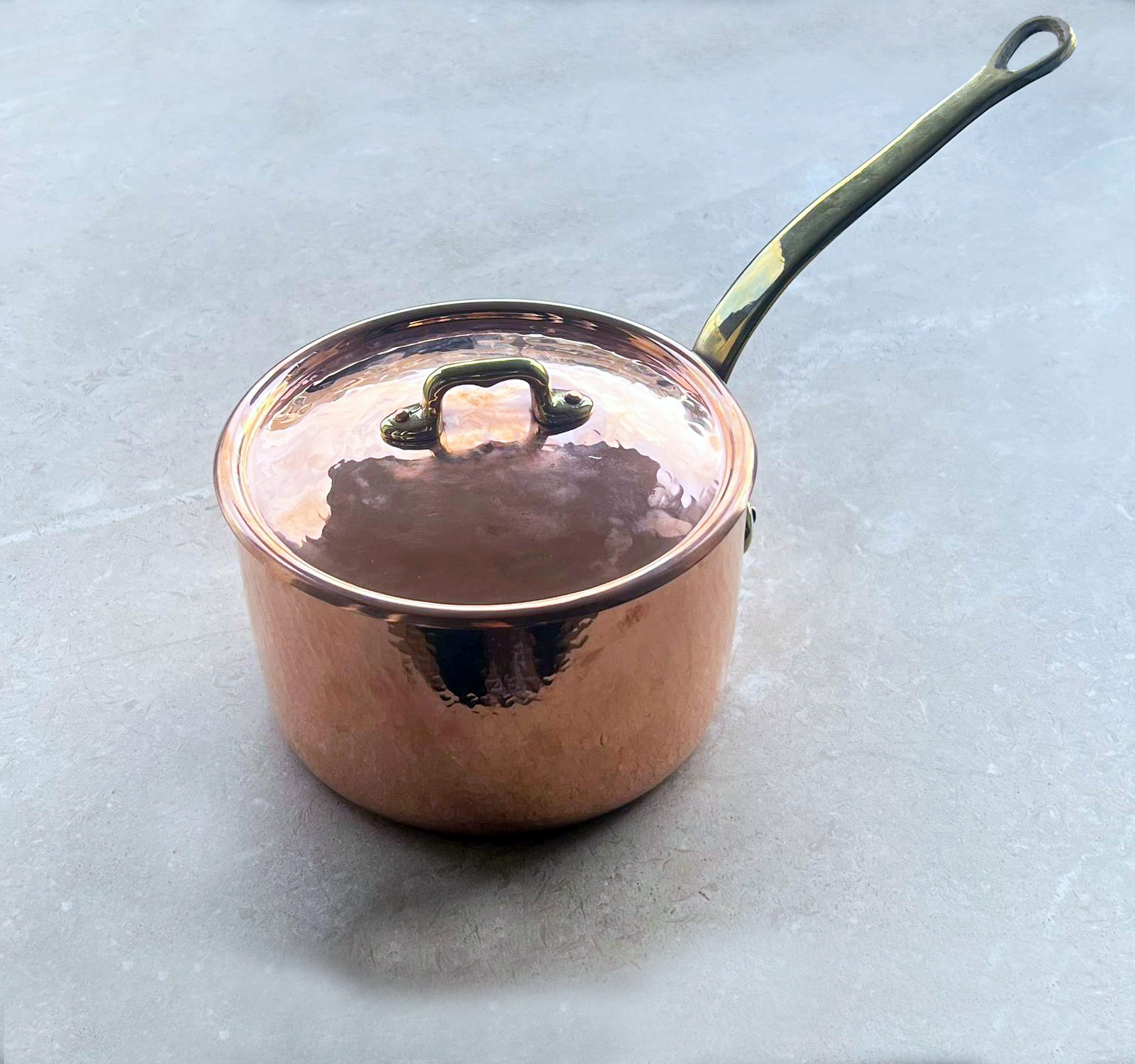 SS - Rounded One Handle Casserole Pot in Copper Ø18cm, Height 11cm w/LID