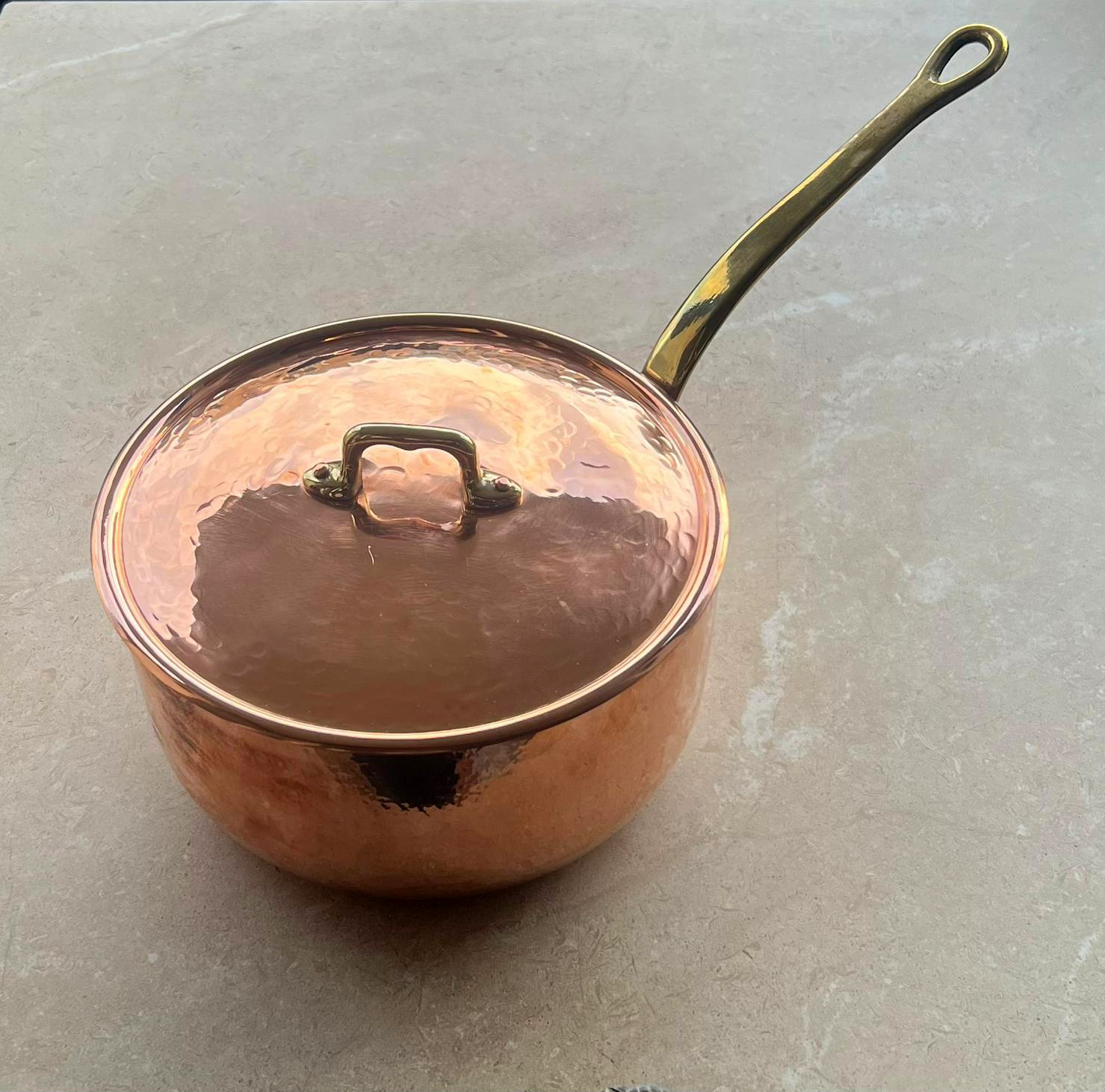 SS - Rounded Induction One Handle Pot in Copper Ø22cm, Height 11cm w/LID