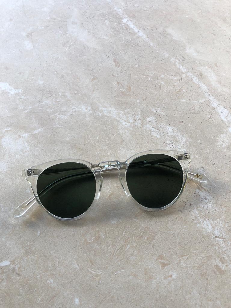 SS - Charlton Acetate Sunglasses in Clear Dawn w/ Green Polarized Lenses