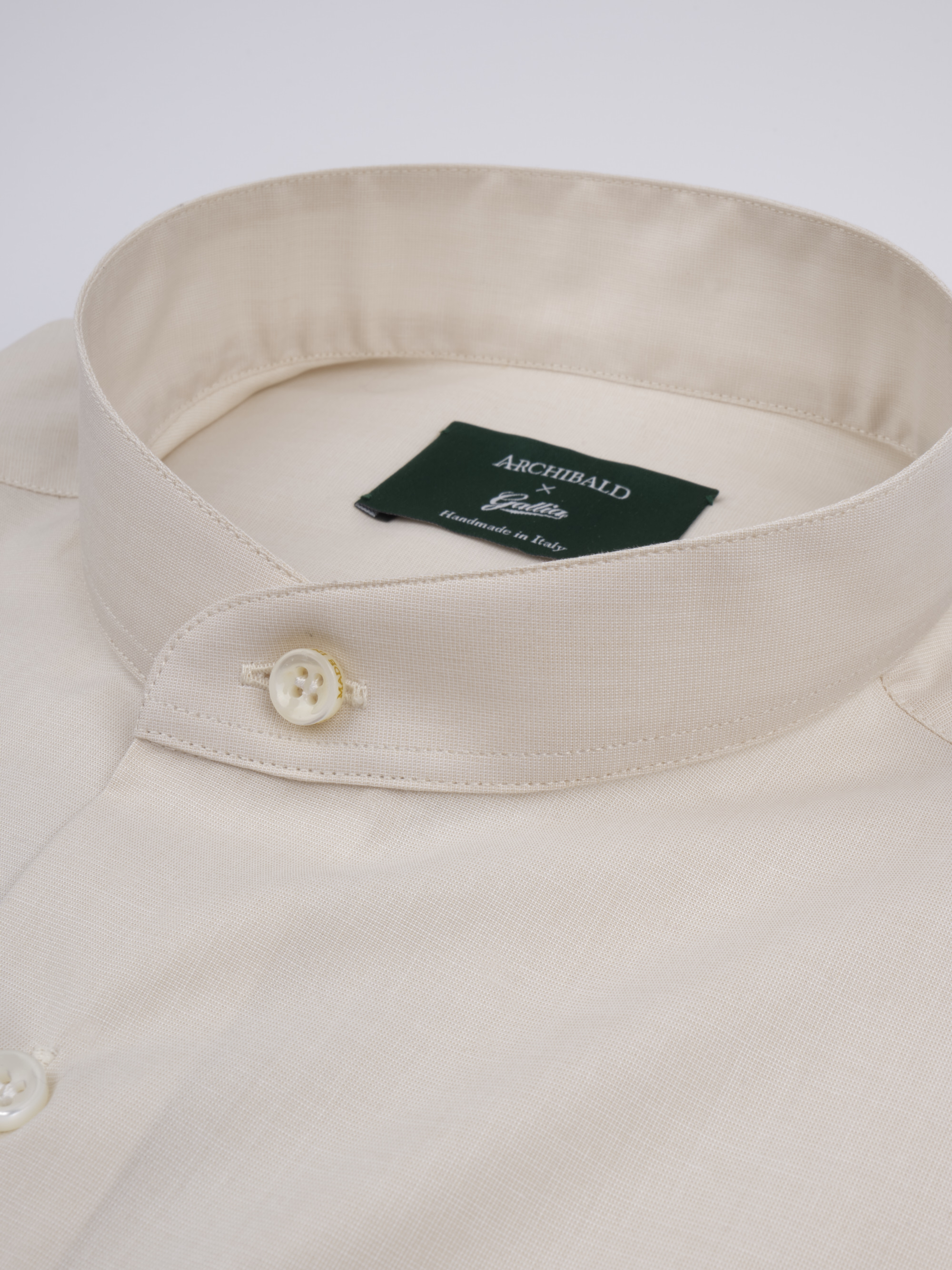Mandarin Collar One Button Cuff 100s Cotton Poplin Shirt