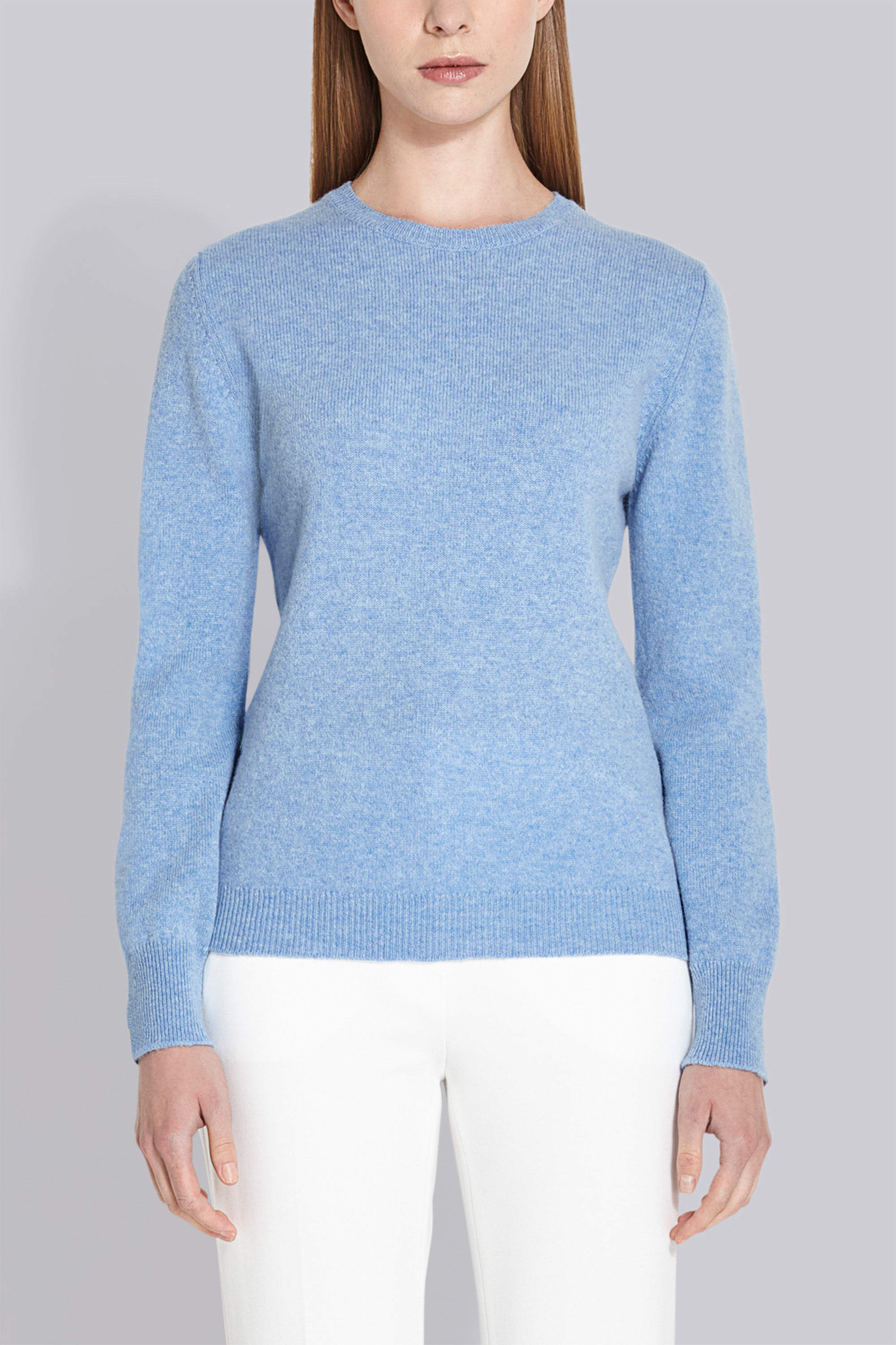 SS - Women's Cashmere Crew Neck Sweater - Light Blue, size M