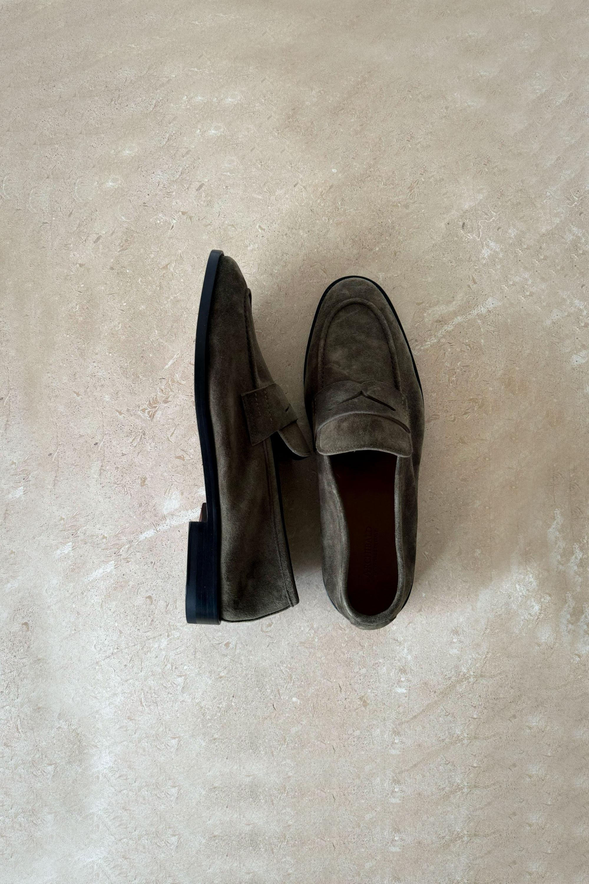 SS - The Pippo Loafers in Buttery Soft Suede in Olive (Blake Stitch Version), Size 42