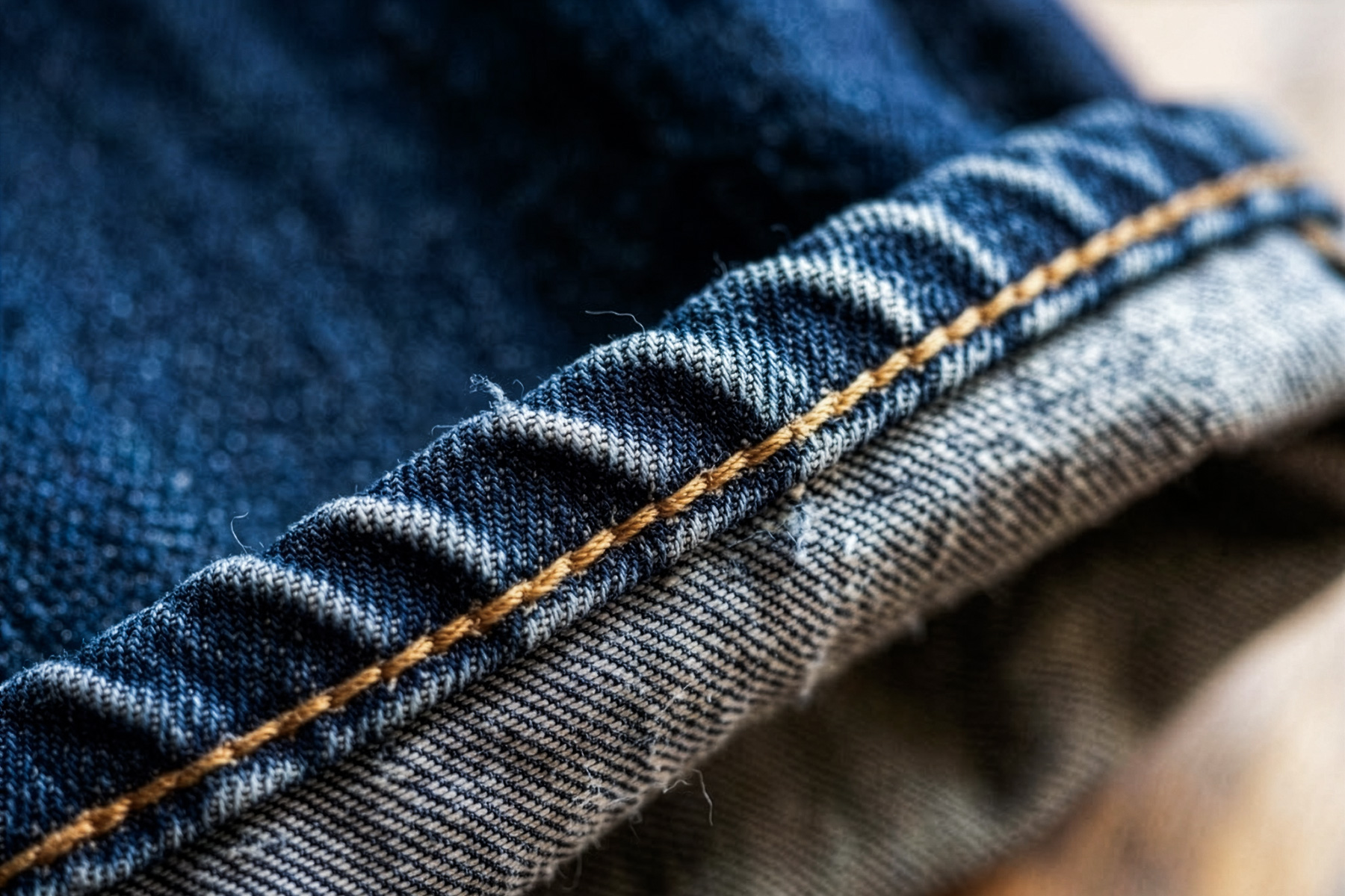 Chain-stitched hem